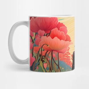 Woman in dreamy Popper flower garden Mug